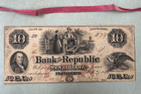 Lucite Historic Bills Art with Red Tape