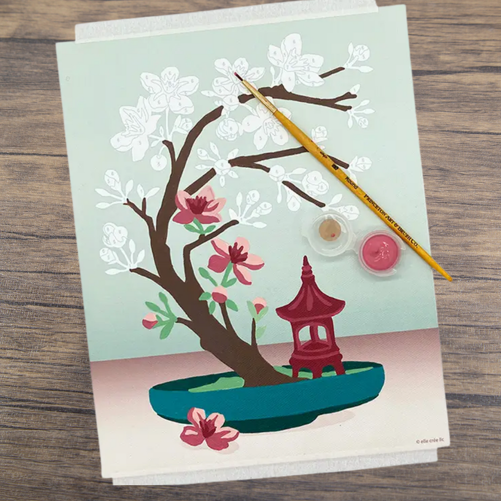 Cherry Blossom Bonsai Paint-By-Number Kit