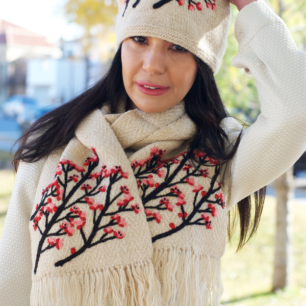 Handknit Cherry Blossom Scarf