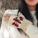 Handknit Cherry Blossom Fingerless Mittens