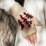 Handknit Cherry Blossom Fingerless Mittens