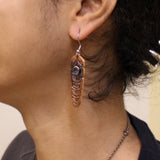 Sacred Feather with Midnight Blue Crystal Earrings
