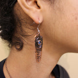Sacred Feather with Midnight Blue Crystal Earrings