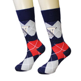 History Scroll Argyle Crew Socks