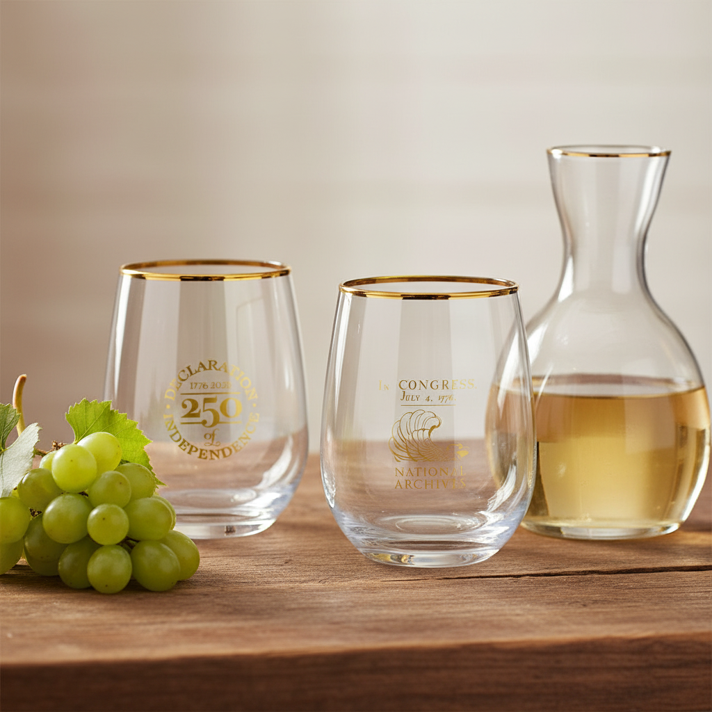 anniversary wine glasses 250th Anniversary Edition Declaration of Independence Stemless Wine Glass