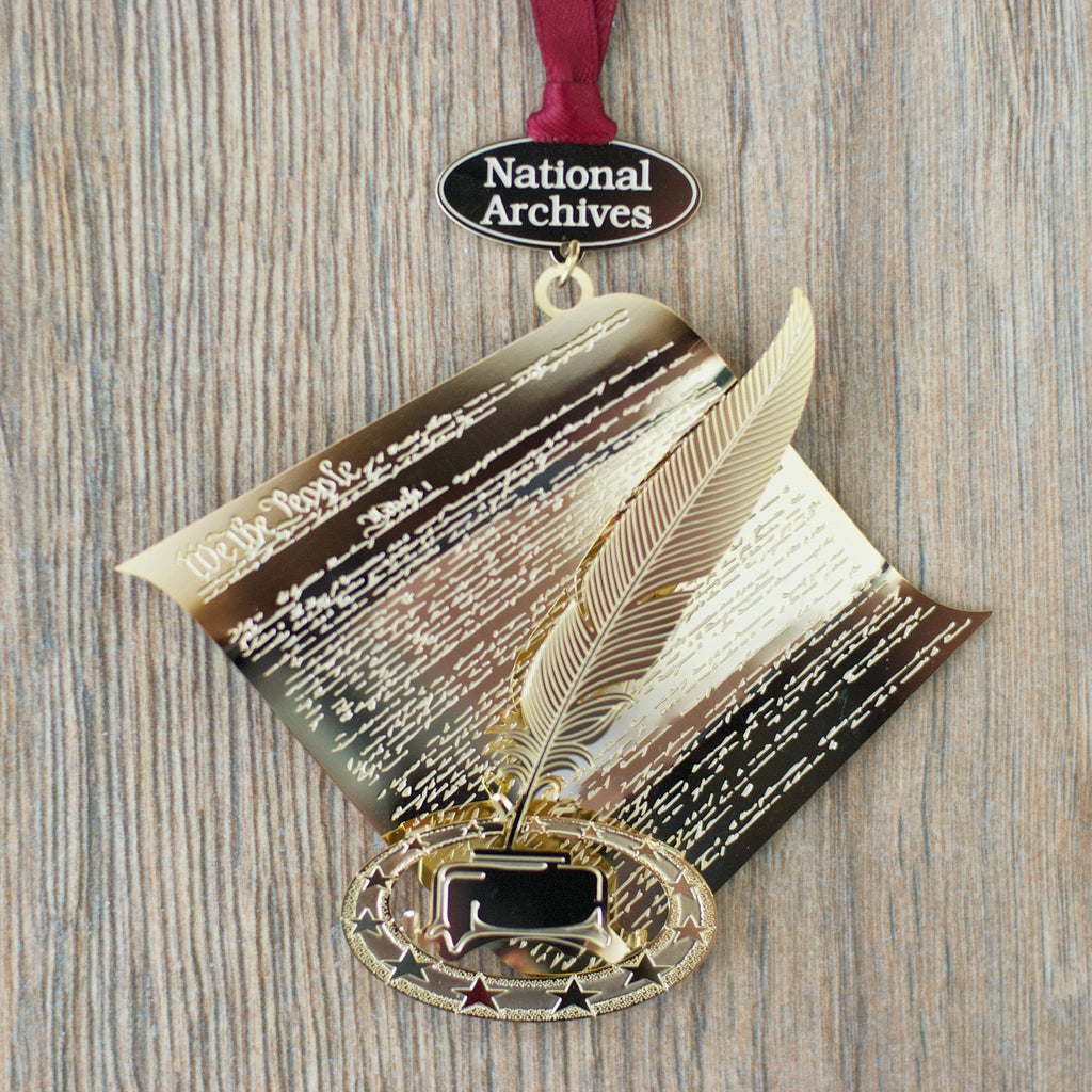 U.S. Constitution with Quill Brass Ornament