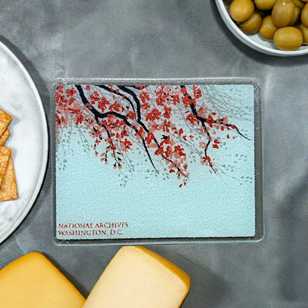 Cherry Blossom Glass Cutting Board