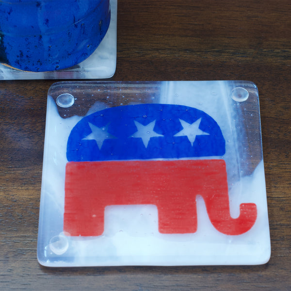 Republican Elephant Fused Glass Coaster