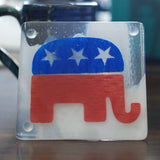Republican Elephant Fused Glass Coaster
