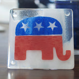 Republican Elephant Fused Glass Coaster