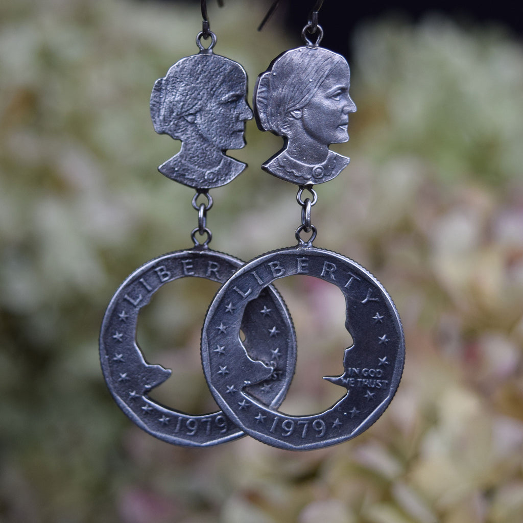 Susan B. Anthony Dangly Earrings