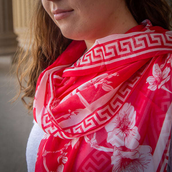 Red Sakura Chiffon Silk Scarf – National Archives Store