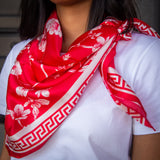 Red Sakura Charmeuse Silk Scarf