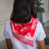 Red Sakura Charmeuse Silk Scarf