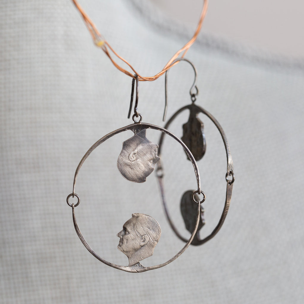 Swinging Franklin D. Roosevelt Hoop Earrings
