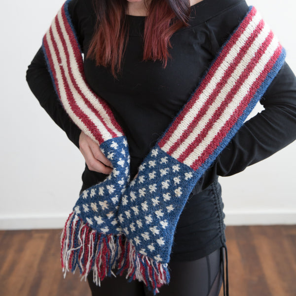 American Flag Scarf with Fringe