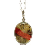 Red Tape Oval Pendant