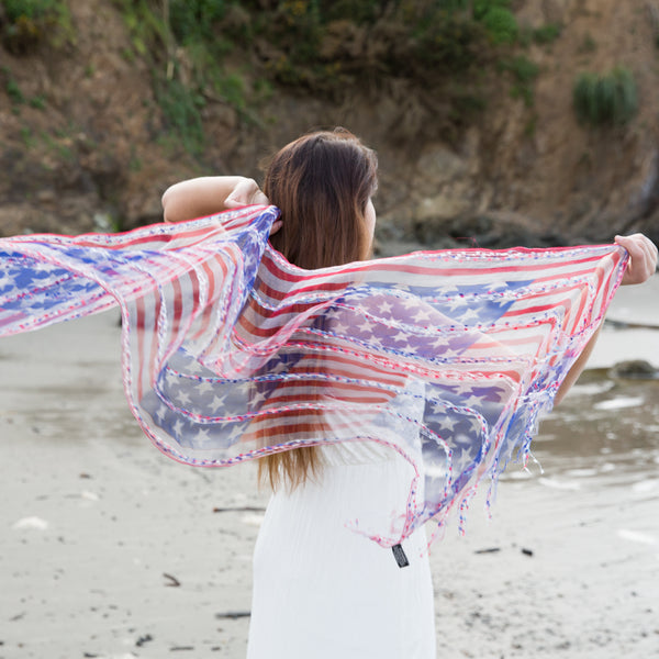 American Flag Silk Scarf