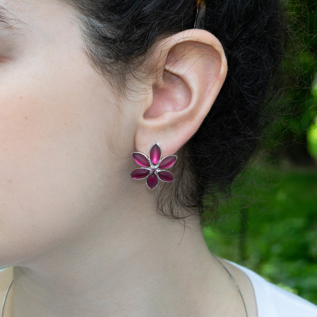 Cherry Blossom Post Earrings: Fuchsia