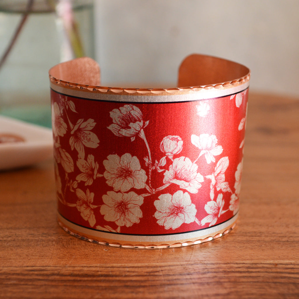 Red Cherry Blossom Cuff