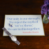Our Unity Is Our Strength Glass Decoupage Tray: 5 X 8 inches
