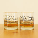 Declaration of Independence and U.S. Constitution Rocks Glass Set