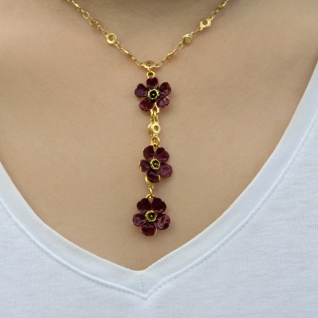 Purple Three Blossom Choker