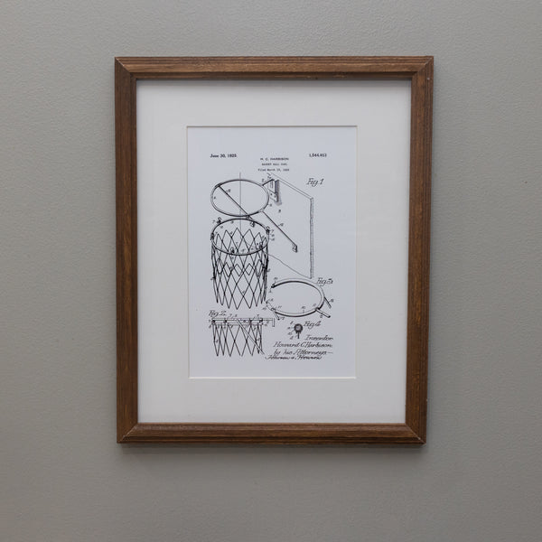 Basketball Net Patent Matted Print