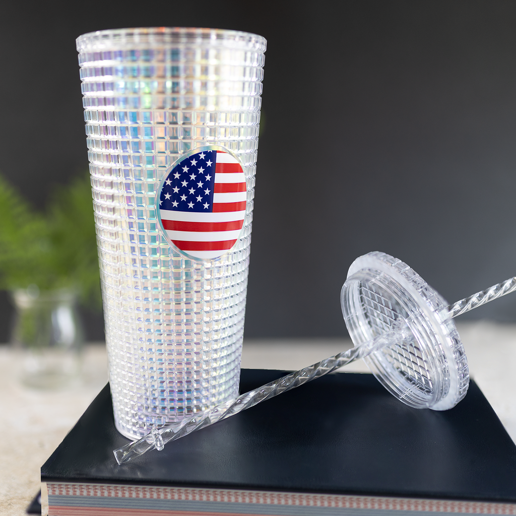 Flag Tumbler with Straw