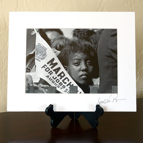 Young Woman at Civil Rights March Signed Matted Print