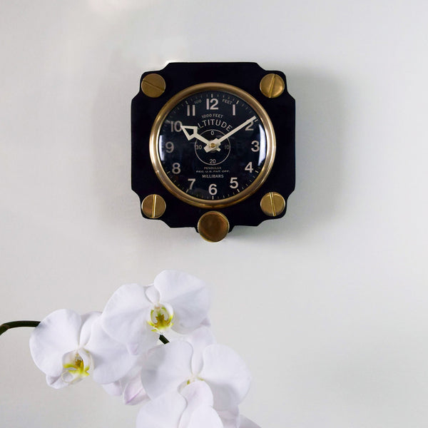 Altimeter Black Wall Clock