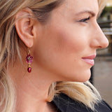 Purple Blossom Drop Earrings with Cultured Pearl