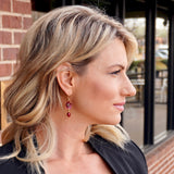 Purple Blossom Drop Earrings with Cultured Pearl