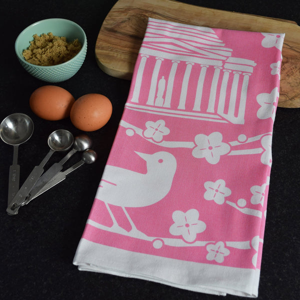 Pink Cherry Blossom Tea Towel