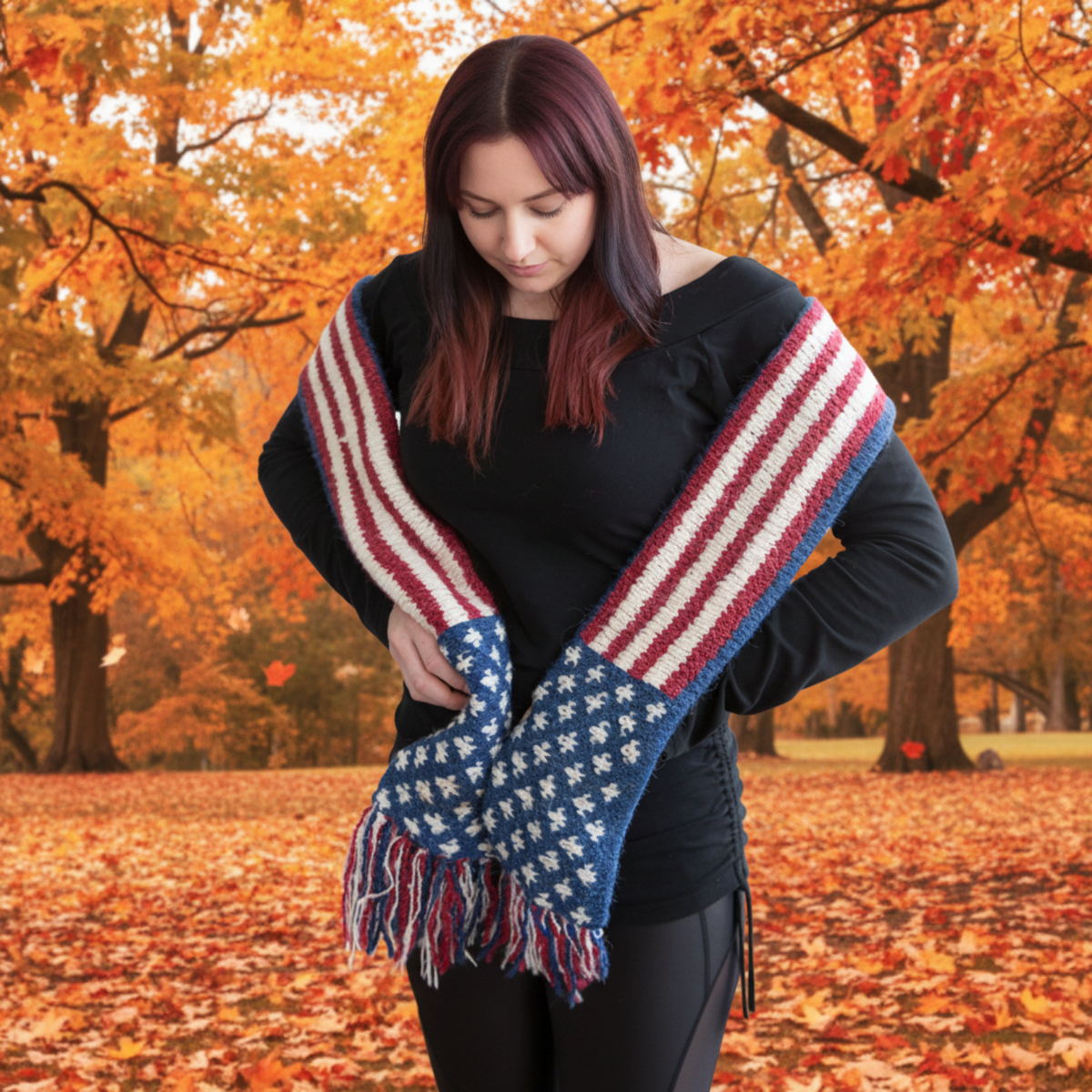 Patritotic Scarf with Fringe