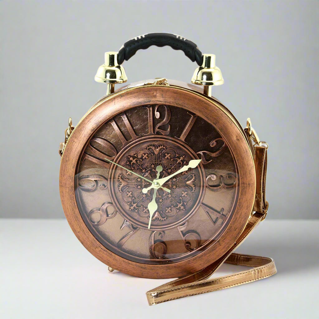 レトロ　アンティーク　革製　鞄　目覚まし時計ケース Antique Clock Bag