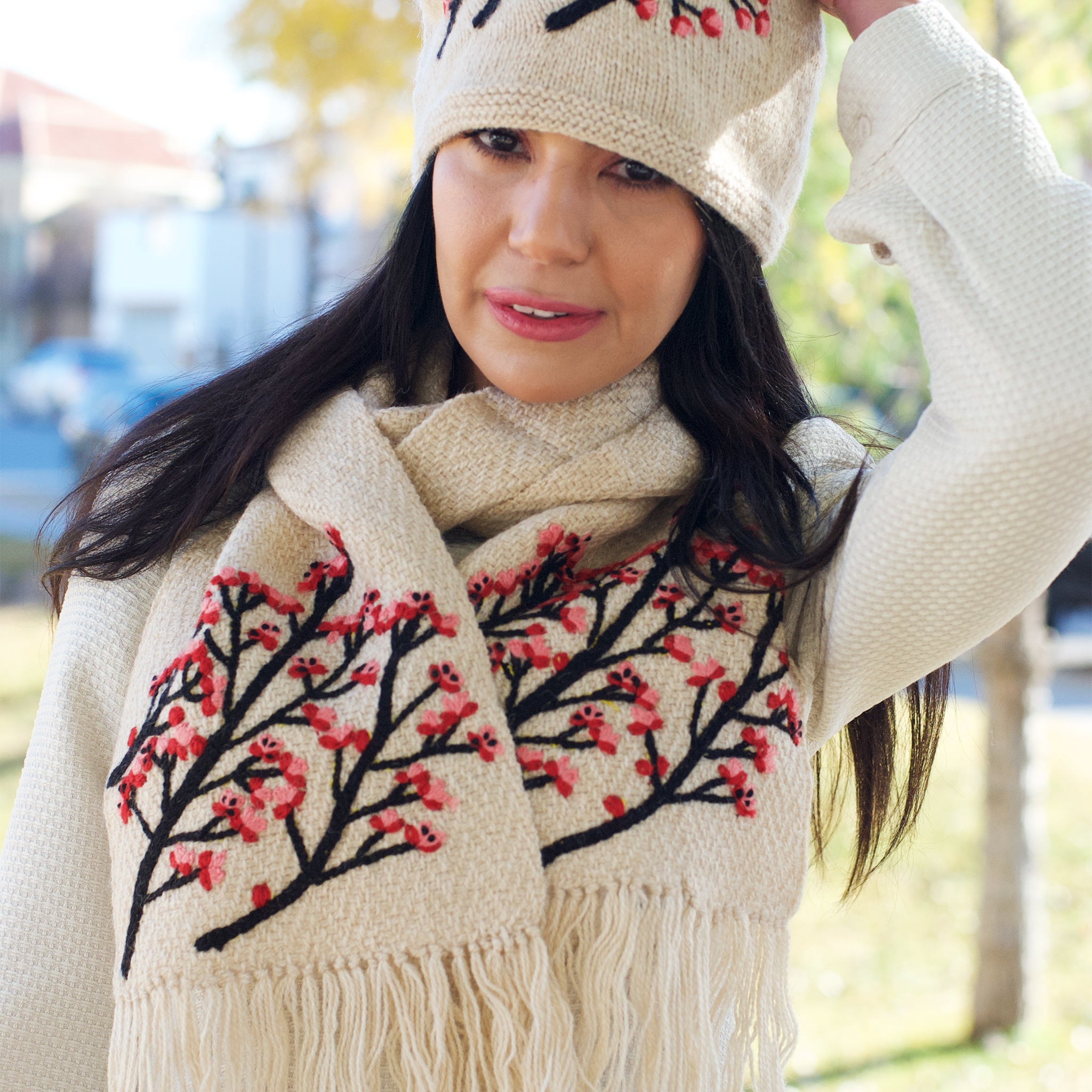 【新品未開封】Cherry-Pattern Scarf & Tote Set 99104743HandknitCherryBlossomS