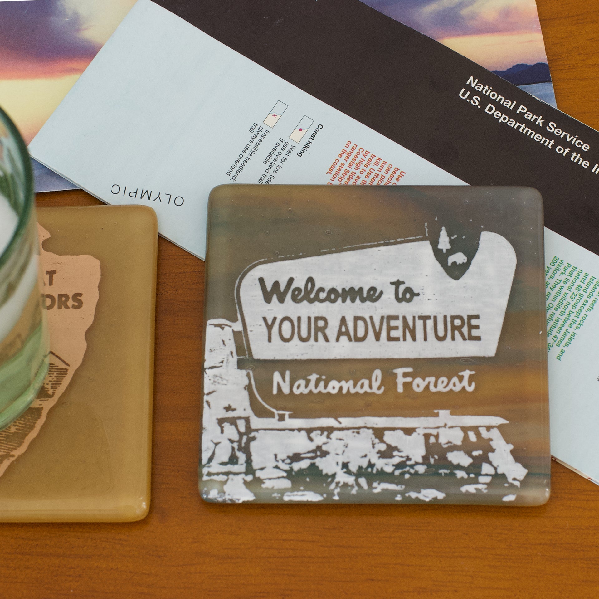 Welcome to Your Adventure Fused Glass Coaster