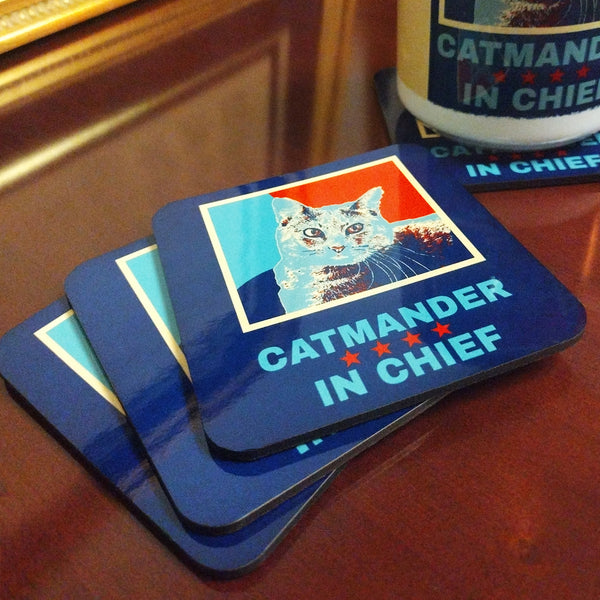 Catmander in Chief Coaster Set