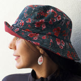 Cherry Blossom Bucket Hat with Charcoal Background