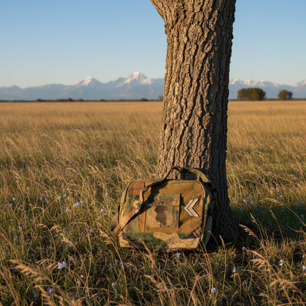 Camo and Recycled Military Tent Messenger Bag