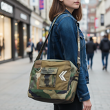 Camo and Recycled Military Tent Messenger Bag