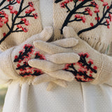 Handknit Cherry Blossom Gloves