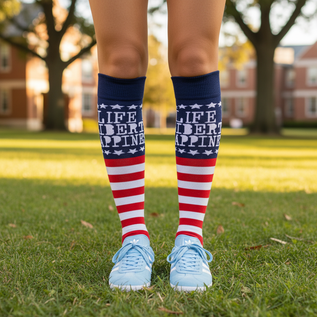Life Liberty Happiness Patriotic Knee Socks