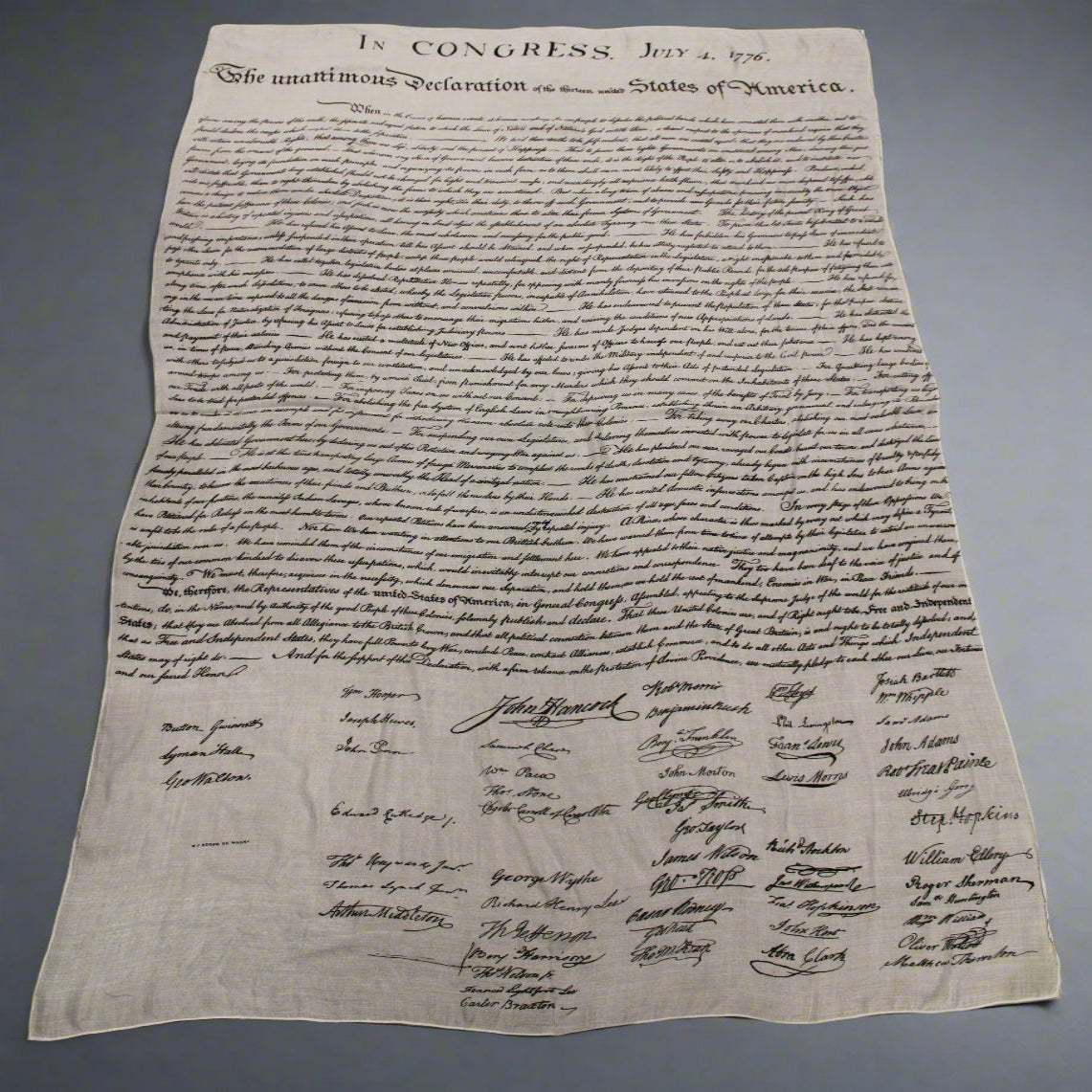 Black Script Declaration of Independence Scarf 250th Anniversary Edition
