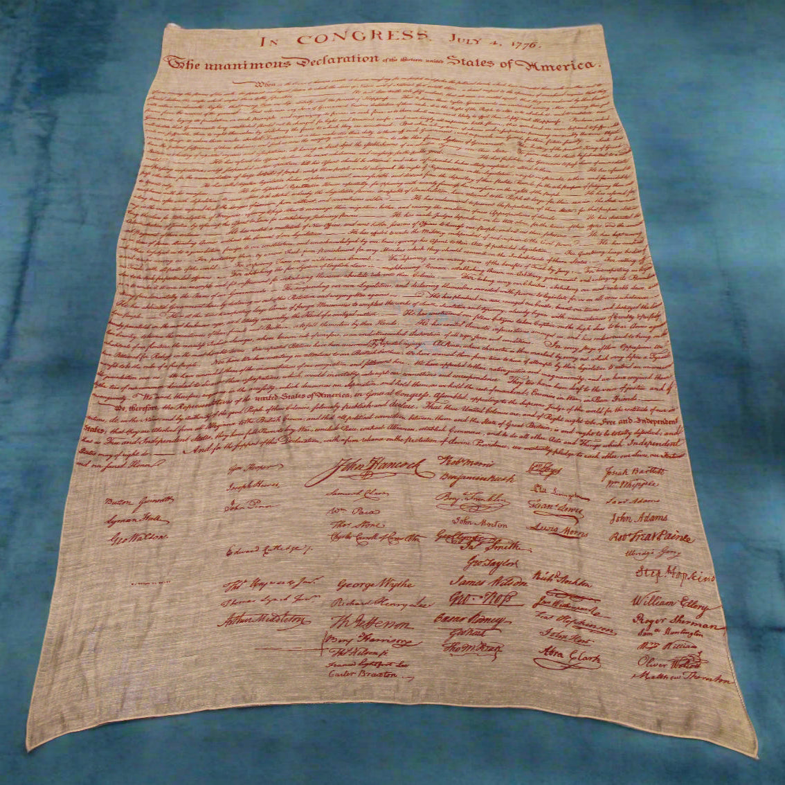 Red Script Declaration of Independence Scarf 250th Anniversary Edition