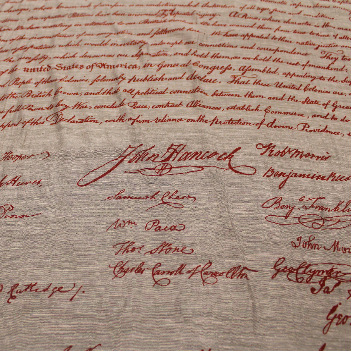 Red Script Declaration of Independence Scarf 250th Anniversary Edition