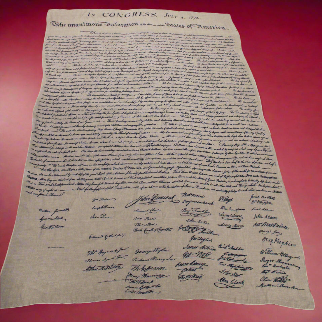 Blue Script Declaration of Independence Scarf 250th Anniversary Edition