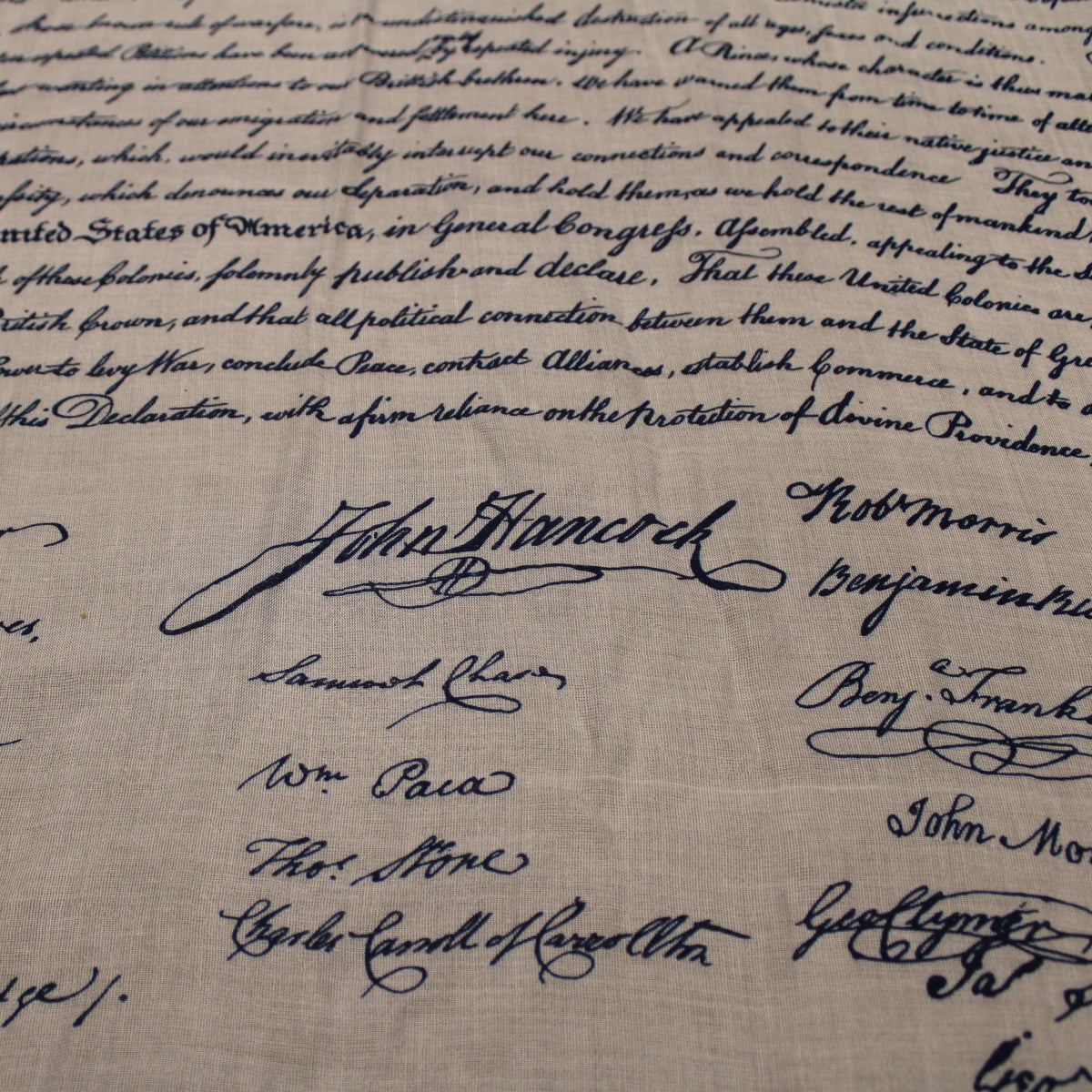 Blue Script Declaration of Independence Scarf 250th Anniversary Editio