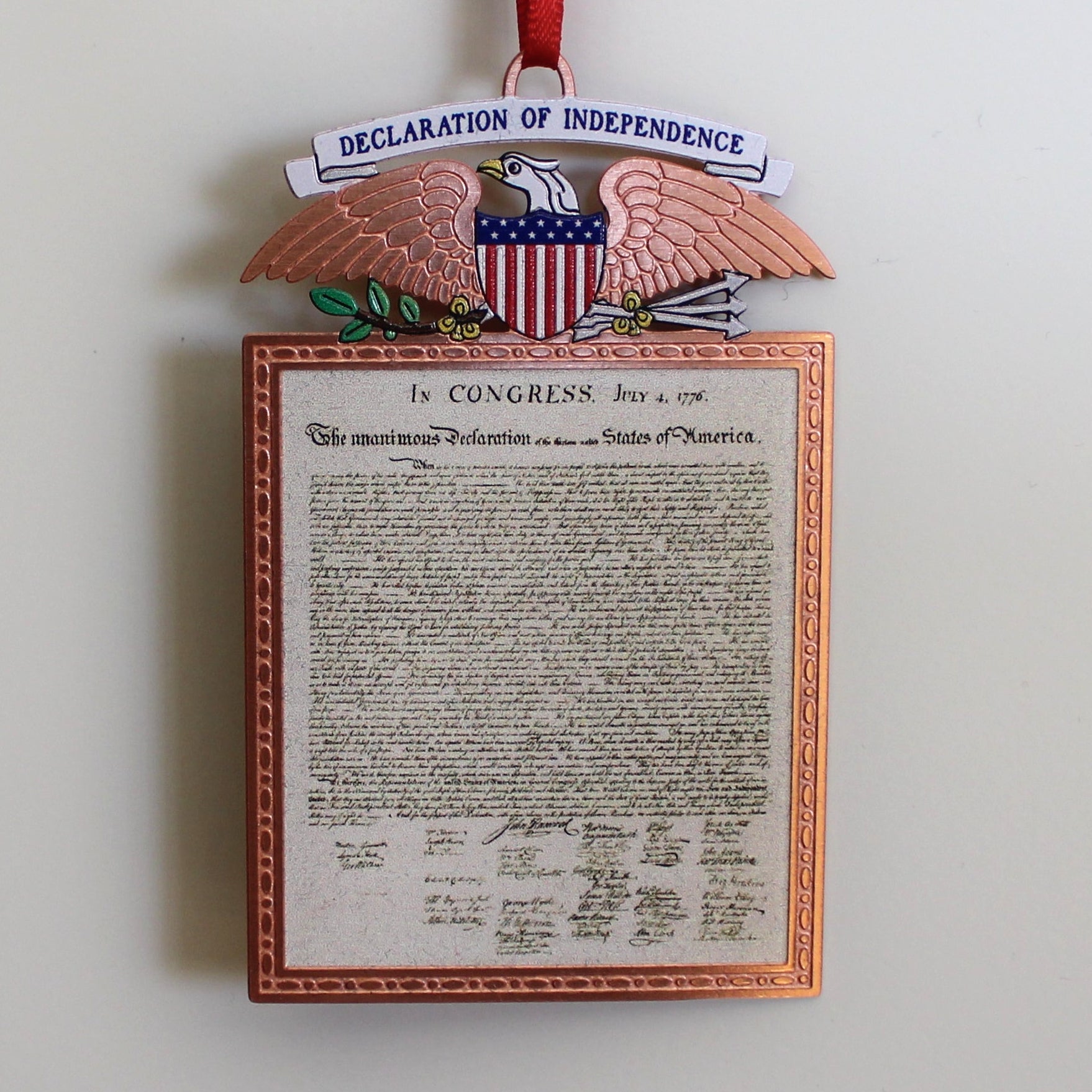 250th Anniversary Edition Copper Declaration of Independence Ornament
